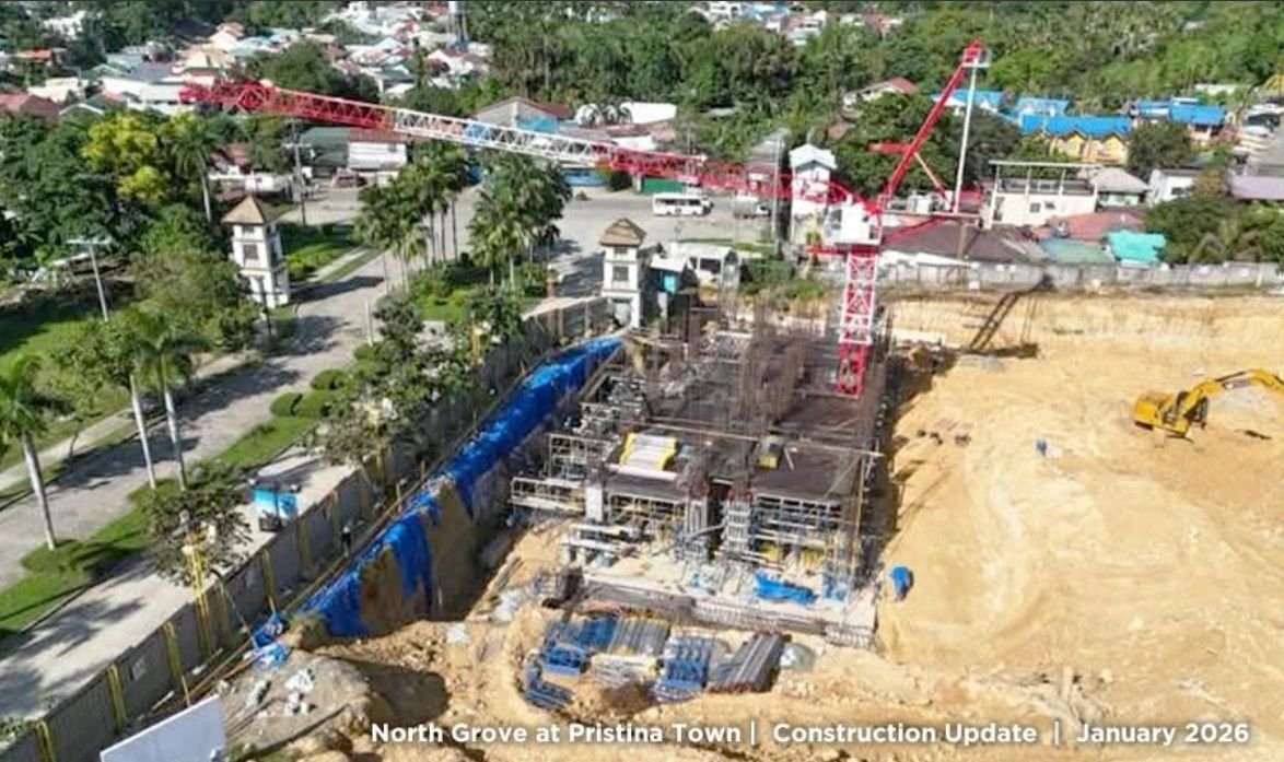 Tower crane erected on site, January 2026