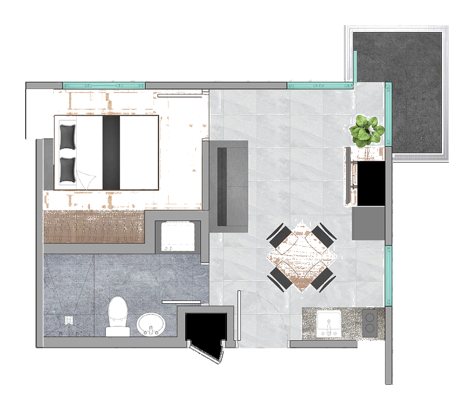 1-Bedroom — Lumina Tower floor plan